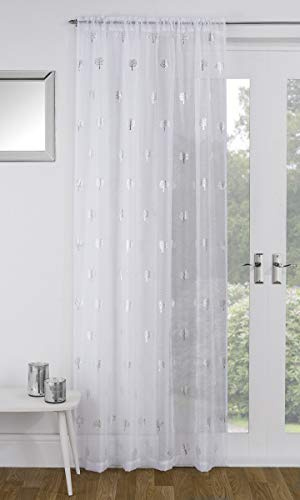 Tyrone Birch Slot Top Voile Curtain Panel - White