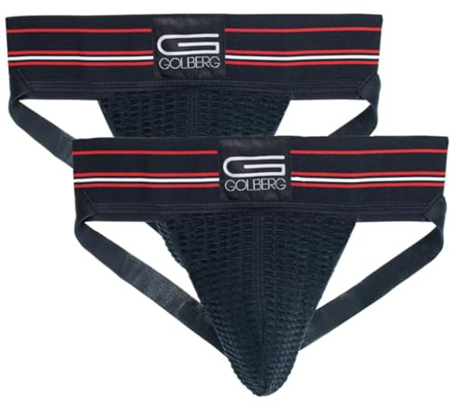 GOLBERG G Atletiska anhängare för män (2-pack) – underkläder med suspensoar – extra styrka elastiska, Svart, M