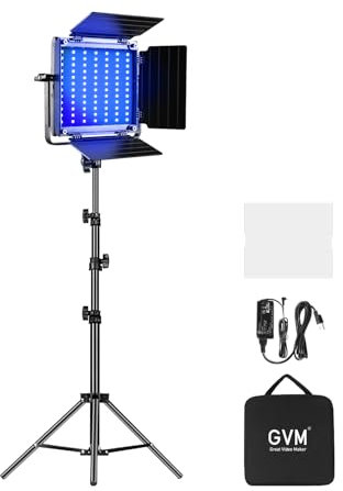 GVM 800D RGB Videolicht Panel mit Stativ Set, 3200K-5600K LED Studiolicht mit APP-Steuerung, Fotografie Dauerlicht 18 Lichteffekt für Video YouTube Film Konferenzlicht Streaming Film, CRI97+