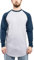 Blackskies Baseball Longsleeve T-Shirt | Langes Oversize Fashion Basic Langarm Raglan Herren Longshirt Long Tee Melliert - Grau-Navyblau X-Large XL