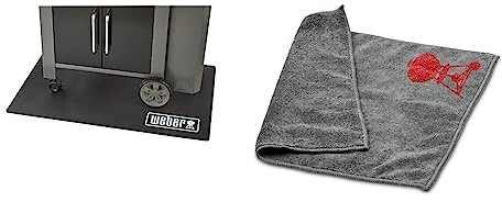 Weber Floor Protection Mat, Black & Microfiber Cloth