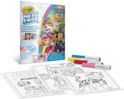 CRAYOLA - Coffret de Coloriage pour Enfants, 4 Feutres de Couleurs Anti Taches et 18 Pages de Coloriage, Édition Pat Patrouille - Âge Conseillé: à Partir de 3 Ans