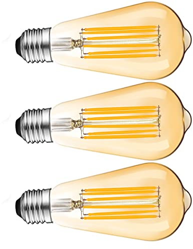 Ankey Edison Vintage Glühbirne E27 LED Vintage 10W ST64 Retro Glühbirne Warmweiß 2700K,Glühbirne E27 Vintage Ideal für Nostalgie und Retro Beleuchtung,Bernstein Glas - 3 Stück