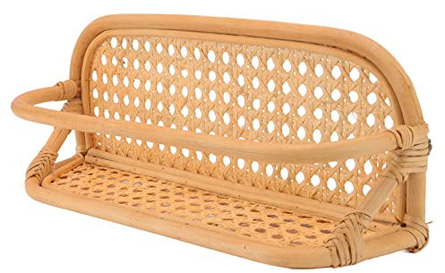 PAOORTS Rattan-Wandregal, Handgefertigt, Langlebig, Natürliches Rattan-Hängeregal, Wandaufbewahrungsregal für Badezimmer, Küche, Wohnzimmer