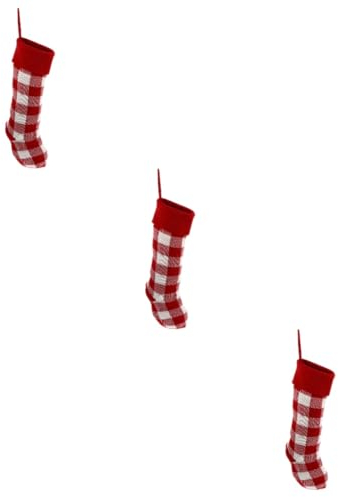 TOVINANNA 3 STK Weihnachtssocken Goodie-Bags Für Kinder Kindersocken Weihnachtsdeko Weihnachtsstrumpf Karierte Weihnachtsstrümpfe Aufbewahrungstasche Socken Tasche Acryl