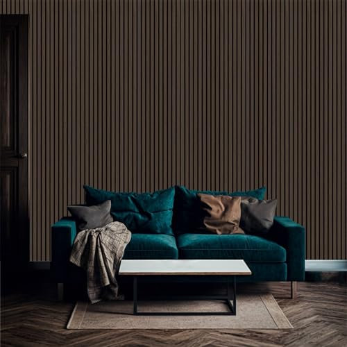 WondaWall Acoustic Slat Wall Panel Decorative Wood MDF Slatted 3D 2400mm x 600mm (Dark Oak)