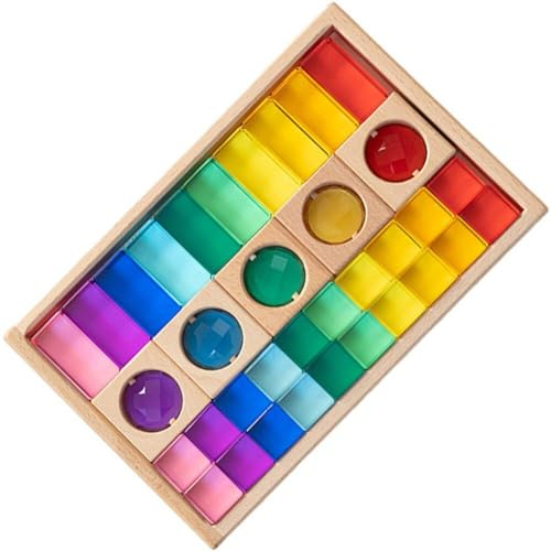 Tsffae Acryl Sehen Blocks Montessori Spielzeug Regenbogen Sensorische Blöcke Setzen Sie Gemischte Edelstein -bauarbeiten Stapelspiele Für Kinder