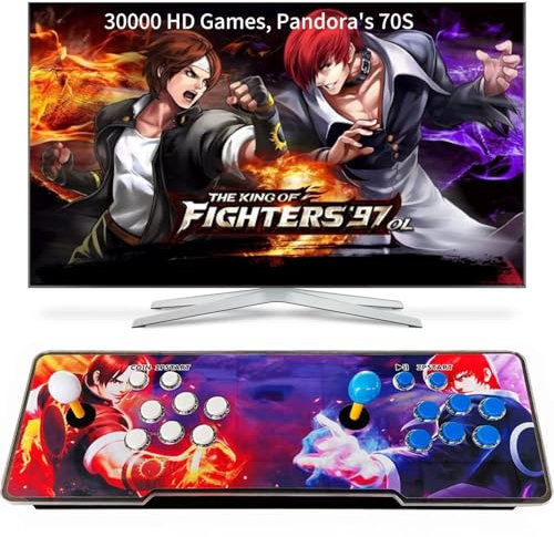 FVBADE [30 000 jeux en 1] 70S Pandora Box Arcade Console de jeu pour PC, projecteur et TV, jeux 3D 1 à 4 joueurs Double Joystick Liste préférée Catégorie de jeu Enregistrer/rechercher/cacher/pause