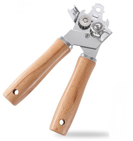 Abrelatas de metal manual con de madera, abrelatas de mano con hoja afilada, borde liso, abrelatas de mano, duradero, fácil de instalar
