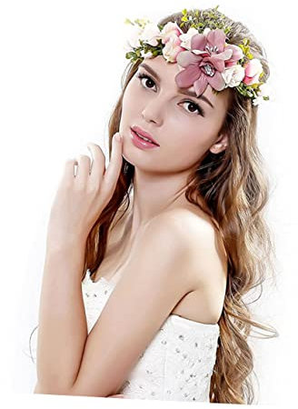 Couronne de Cheveux en Soie avec Fleur de Lys Style pour Mariage Festival Foncé