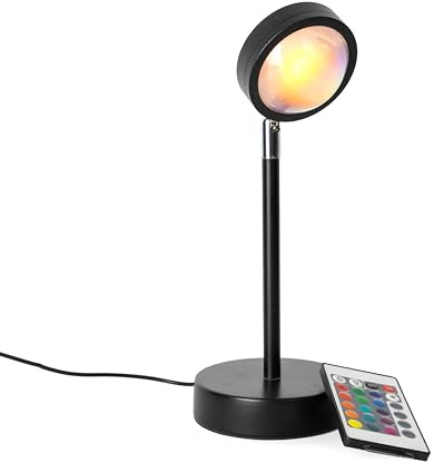 GIFTMARKET - Schwarze Sunset-Lampe mit 16 einstellbaren Farben. Sonnenuntergangseffekt und entspannendes LED-Licht. Dekorative Lampe und Geschenkidee mit USB-Kabel. Maße: 26,5 cm x 10 cm