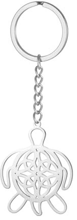 LIKGREAT Porte-clés Tortue Celtique en Acier Inoxydable Pendentif Totem Animal Ajouré Amulette de Tortue Marine Bijoux Mixte (argent)