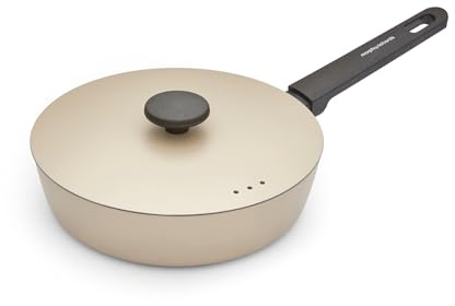 Morphy Richards Saute Pan, Forged Aluminium, 24cm, Non Stick Ceramic Coating, Soft Touch Handles, Oven Safe Up to 180c, Suitable for All Hobs, Cream, 852254