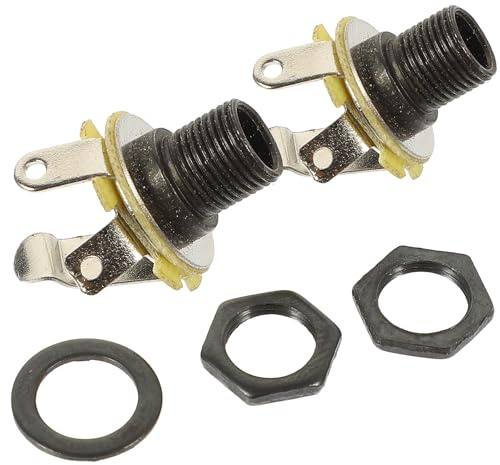 TOVINANNA 2 Stück 6,35 mm Gitarrenbuchsen aus Eisen, Klinkenbuchse für E-Gitarre und Bass, schwarz mit Schrauben, verschleißfest und langlebig, Gitarren-Eingangsbuchse für Mono-Klinken
