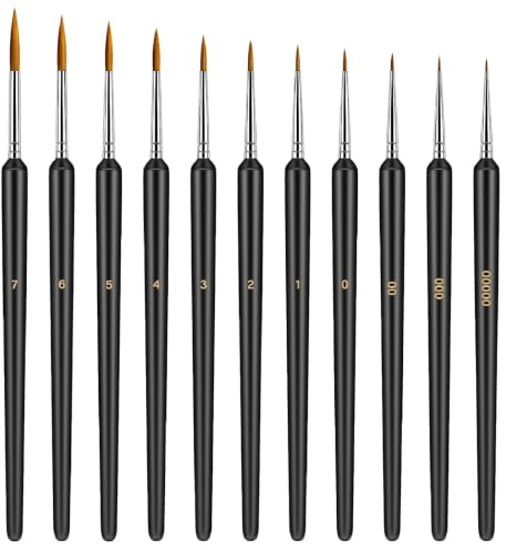 Lot de 11 pinceaux de détail fins – Pinceaux professionnels pour nail art et peinture acrylique pour ongles en gel, peinture de modèle, Warhammer, miniatures et peinture de visage