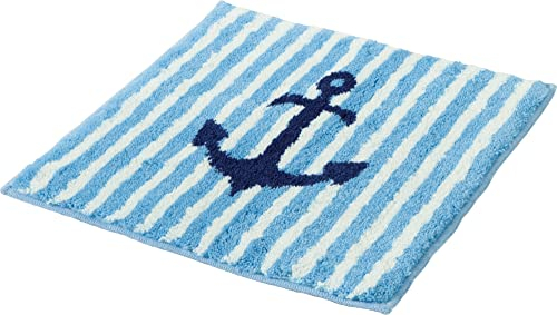 Erwin Müller WC-Vorlage, WC-Matte ohne Ausschnitt maritim Lefkada hellblau Größe 50x50 cm - flauschig weicher Flor, rutschhemmend, für Fußbodenheizung geeignet