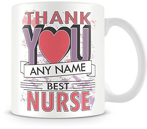 MUGGZ Nurse Thank You Mug - Personalised Cup Gift - Customise with Name - Pink