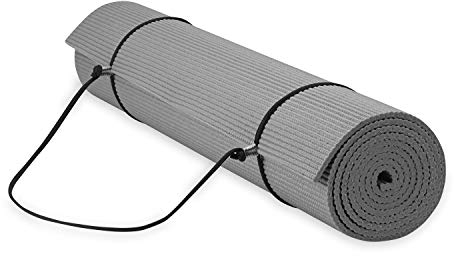Gaiam Essentials Premium Yogamatte mit Yogamatte, Tragetuch, grau, 183 cm L x 61 cm B x 0,6 cm dick