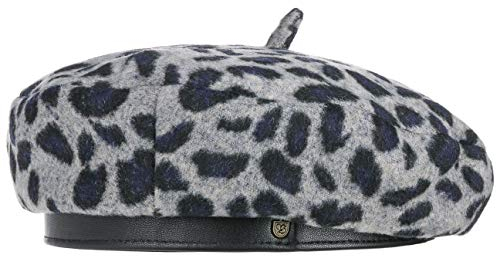 Brixton Damen Beret Audrey Ii Baskenmütze Baske Damenbaske Winterbaske (54 cm-Grau-schwarz), Grey Leopard, XS