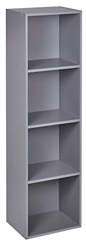 URBNLIVING 1, 2, 3, 4 Tier Grey Wooden Shelving Bookcase Storage Wood Shelf Unit (4 Tier)