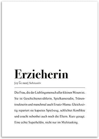 Erzieherin Poster DIN A4: Erzieherin Definition
