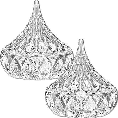 Ulalaza 2 pots de bonbons en verre avec couvercle bol de bonbons décoratif recouvert de cristal, bocal de rangement
