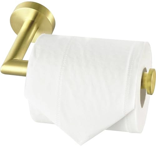 HITSLAM Toilettenpapierhalter Gold, Edelstahl Rostfrei Klopapierhalter für Wandmontage, Klorollenhalter für Bad und Küche, WC Papier Halterung, Gebürstet Messing