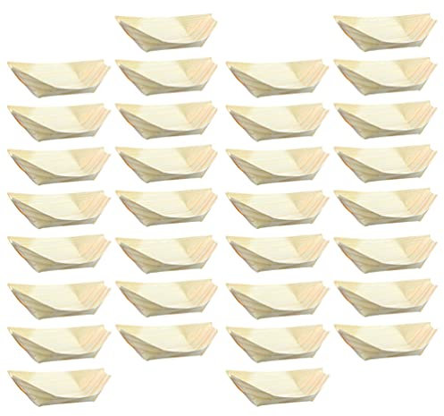 STOBOK 50 Unidades de Platos Desechables de Madera para Barcos Bandejas para Servir de Bambú Bandejas para Llevar Restaurantes Proveedores Y Camiones de Comida Aperitivos
