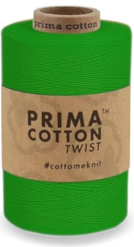 Prima Cotton Twist Baumwollgarn 0,8 mm - Filethäkelgarn für Spitzen und Tischdecken - mattes Häkel- und Strickgarn, 100% Baumwolle, nicht mercerisiert, 1000 Meter (0143 - Grün)
