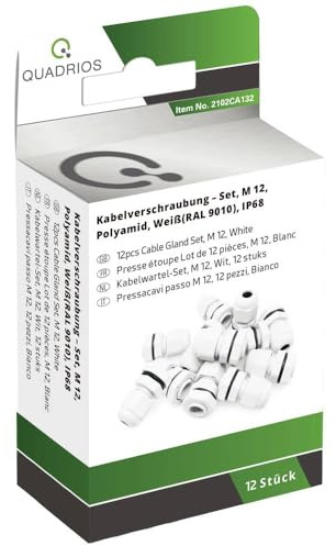 QUADRIOS 2102CA132 Kabelverschraubung Sortiment M12 PA66 Weiß 1 Set