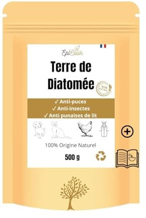 EpiCook Terre de Diatomée 500 g en Poudre Blanche - Insecticide Naturel - Anti Puce - Anti punaises de lit - Protection Contre Les parasites/nuisibles - 100% Naturelle et Multi Usage - Origine France