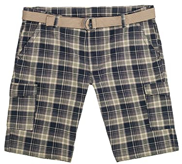 Lavecchia Übergrößen Cargo Shorts Herren inkl. Gürtel Cargoshorts Kurze Hose LV-65 (Kariert, 48/64)