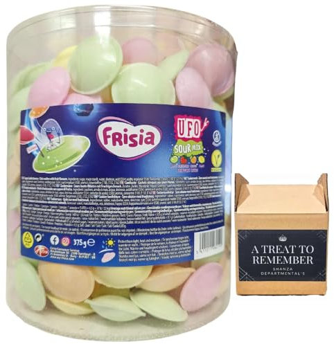 Frisia Flying Saucers Sweets Bulk - 375g Citric Wafers with Fruit Flavours Fizzy Sweets Tub. Gluten Free Kids Sweets for Birthday, Party Bag Fillers.