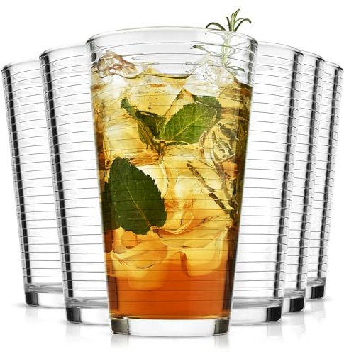 ALINK Highball-Gläser, 473 ml, 6-teiliges Set, bleifreie Kristall-Trinkgläser, Wassergläser, Mojito-Glasbecher, Tom Collins Bar-Glaswaren und Mixdrink-Cocktailglas-Set