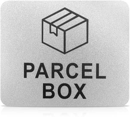Parcel Box Sign Silver Parcel Delivery Self Adhesive Acrylic Information Sign for a Safe Place to Make Deliveries Drop Packages or Post Never Loose Items (11cm x 9cm)