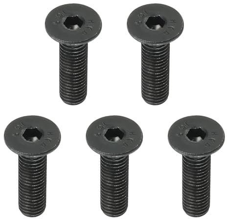 PATIKIL Viti a Testa Svasata Piatta M10 x 40 Mm, 5Pz Bulloni a Testa Svasata Piatta Acciaio Carbonio Medio, Viti Macchine Esagono Incassato, Filettatura Completa, Grado Ossido Nero 10.9