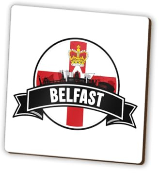 1 x Belfast Square Magnet - Northern Ireland Flag UK Skyline Landmarks City Fridge Magnetic Travel Holiday Family Friend Women Men #83165