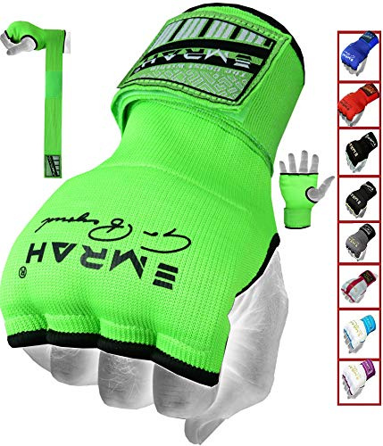 EMRAH PRO Boxing Armbänder Hand wickelt Boxing Elastic Innenhandschuhe MMA Handschuhe Daumenschlaufe (Grün, L)