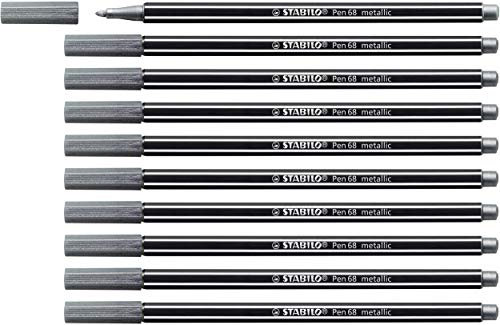 STABILO - Premium Metallic-Filzstift - Pen 68 metallic - 10er Pack - silber