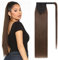 TESS Ponytail Extension Echthaar 55 cm Lang 95g Glatt Gewickelt Pferdeschwanz Haarteil Echthaar Wrap around für Frauen (55 cm-#4 mittel Braun)