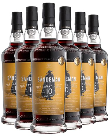 Sandeman 10 Year Old Tawny Port Wine, 75 cl | Shows mellow red fruits, raisins, roasted nuts, caramel and vanilla, with a balanced finish for food pairing or relaxed.