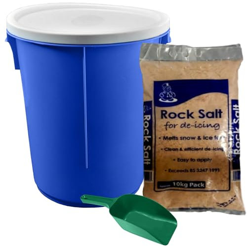 KetoPlastics 25L Blue GRIT BIN with 10KG Brown Rock GRIT Salt ICE Snow Salt BIN & Sccop Shovel