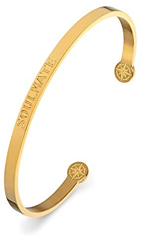 Kistanio Damen Armreif mit Spruch - SOULMATE - vergoldet BAN-SOU-GO