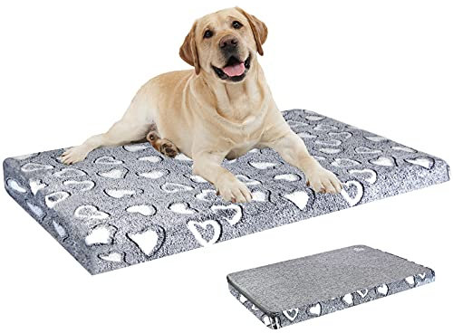 VANKEAN Hundebett Grosse Hunde Reversible kühl und warm, Hundematte Waschbar für Kiste mit wasserdichtem Innenfutter, Hundekissen mit Abnehmbarem, Maschinenwaschbarem Bezug, Grau