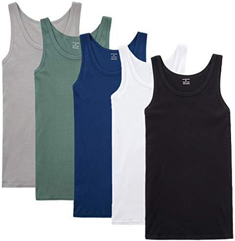 NUOZA Unterhemd Herren Tank Top 5er Pack Feinripp Muskelshirts Baumwolle alle Größen und Farben-Mix,M