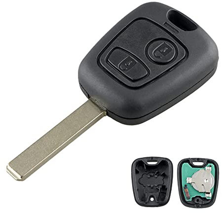 Heart Horse 2 Botones Carcasa Mando Llave de Coche para Peugeot 307, Funda de Llave Remota Carcasa Repuesto Llave de Coche Compatible con Citr0en C1 C2 C3 Xsara Picasso (433 MHz ID46 Chip)