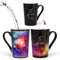 MUGKISS Tasse à café en céramique avec motif de lion qui change la chaleur - 355 ml - Motif de l'horoscope - Motif ciel étoilé - pour les fêtes d'anniversaire
