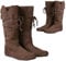 ZHFF PU Leder Stiefel - Low Heel Mid Tube Ritter - Renaissance Mittelalter Cosplay für Karneval Party, Braun, 44