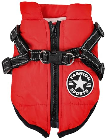 CALIYO Hundemantel für Kleine Hunde,Hunde Jacke Warm Hundemantel Winterjacke Hundemantel hundemantel mit Geschirr Wasserdicht Wintermantel Hund für Kleine Mittlere Grosse Hunde