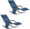 SoBuy Sonnenliege 2 Personen Liegestuhl Gartenliege wetterfest Schaukelstuhl mit Kopfkissen Schaukelliege Strandliege Outdoor Terrasse Balkon Camping bis 150 kg Denimblue Gartenmöbel OGS28-NBx2
